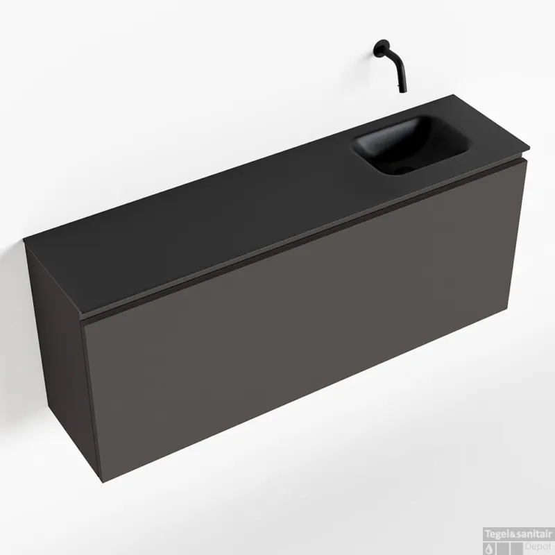 Bestel Nu MONDIAZ OLAN 120cm toiletmeubel dark grey. LEX wastafel urban rechts geen kraangat