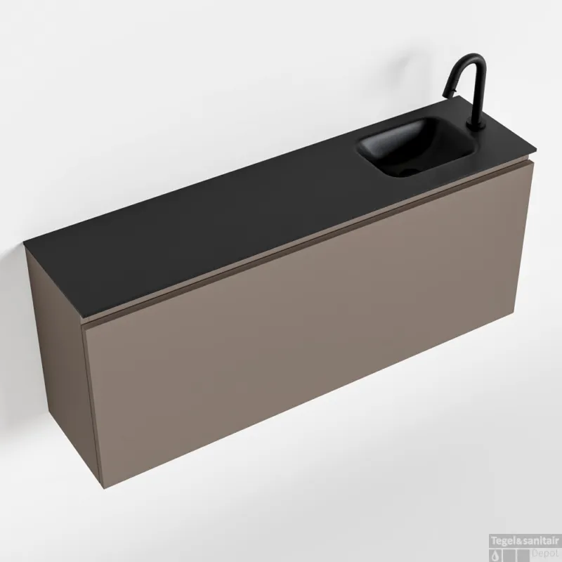 Op = Op MONDIAZ OLAN 120cm toiletmeubel smoke. LEX wastafel urban rechts 1 kraangat
