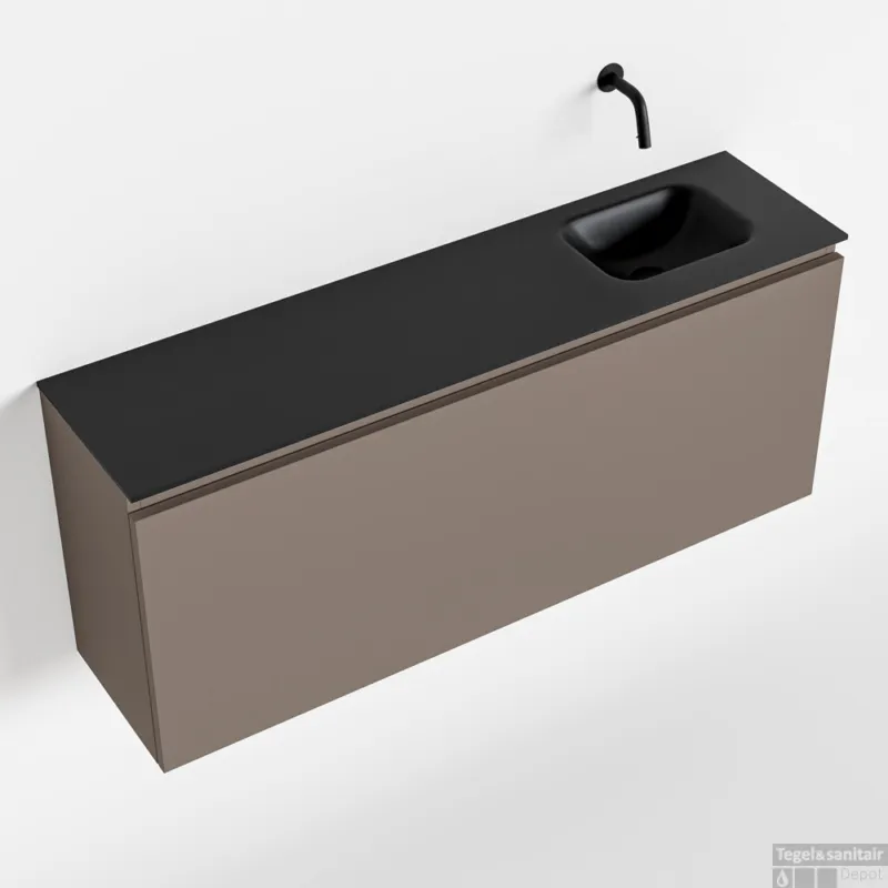Goedkoop MONDIAZ OLAN 120cm toiletmeubel smoke. LEX wastafel urban rechts geen kraangat