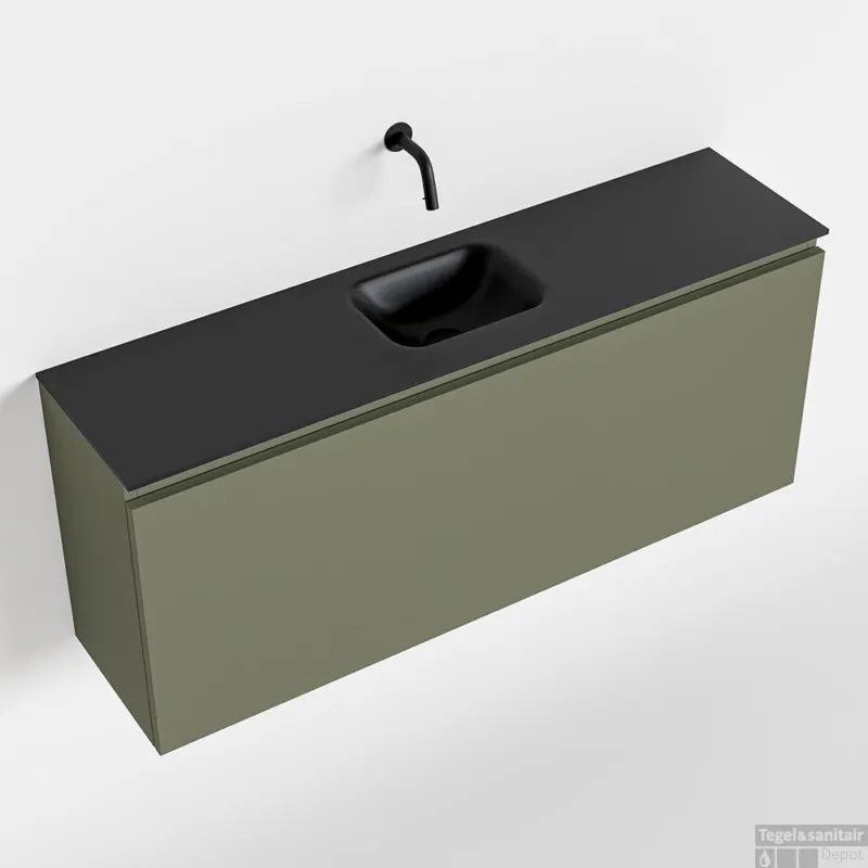 Weekendaanbieding MONDIAZ OLAN 120cm toiletmeubel army. LEX wastafel urban midden geen kraangat