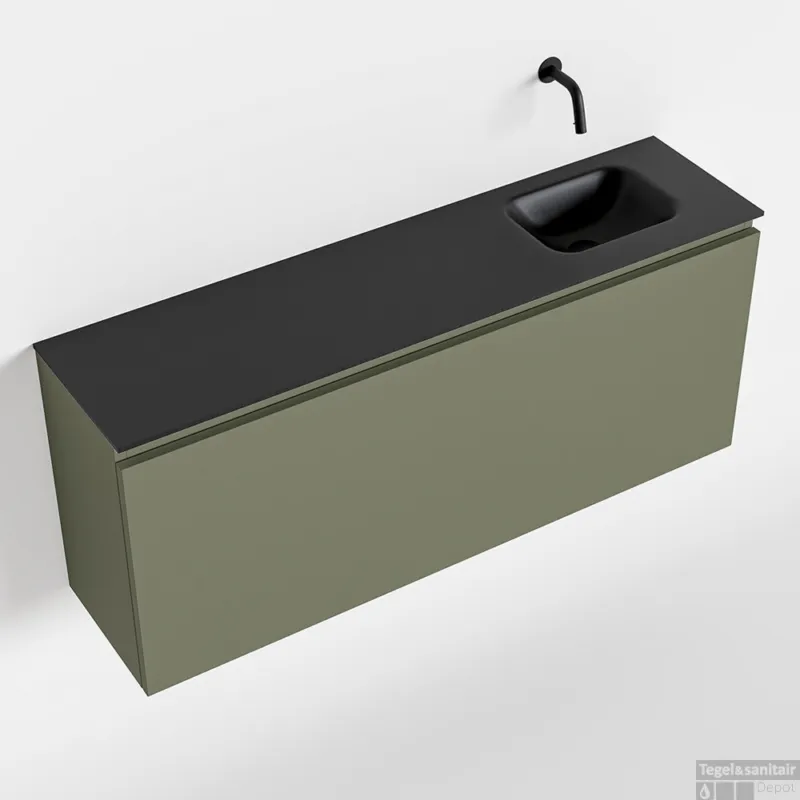 Premium MONDIAZ OLAN 120cm toiletmeubel army. LEX wastafel urban rechts geen kraangat