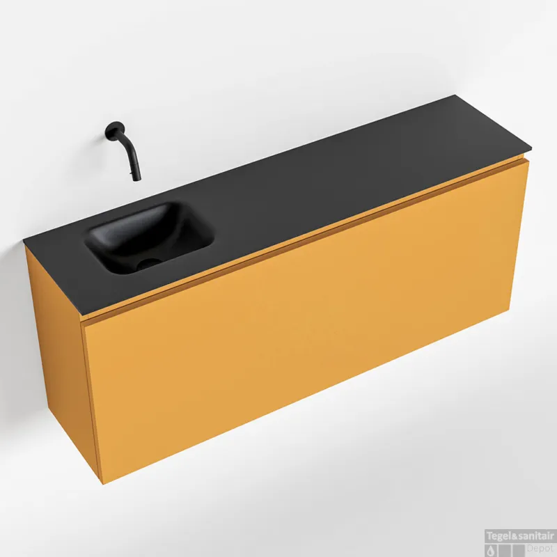 Bestseller MONDIAZ OLAN 120cm toiletmeubel ocher. LEX wastafel urban links geen kraangat