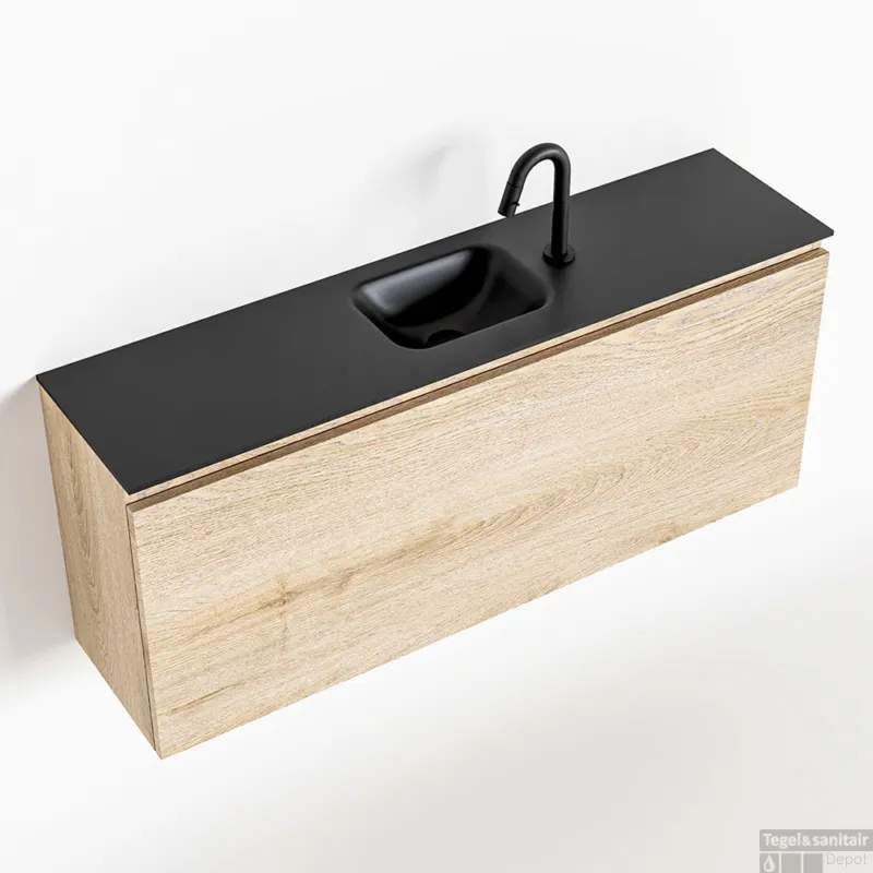Finale Uitverkoop MONDIAZ OLAN 120cm toiletmeubel washed_oak. LEX wastafel urban midden 1 kraangat