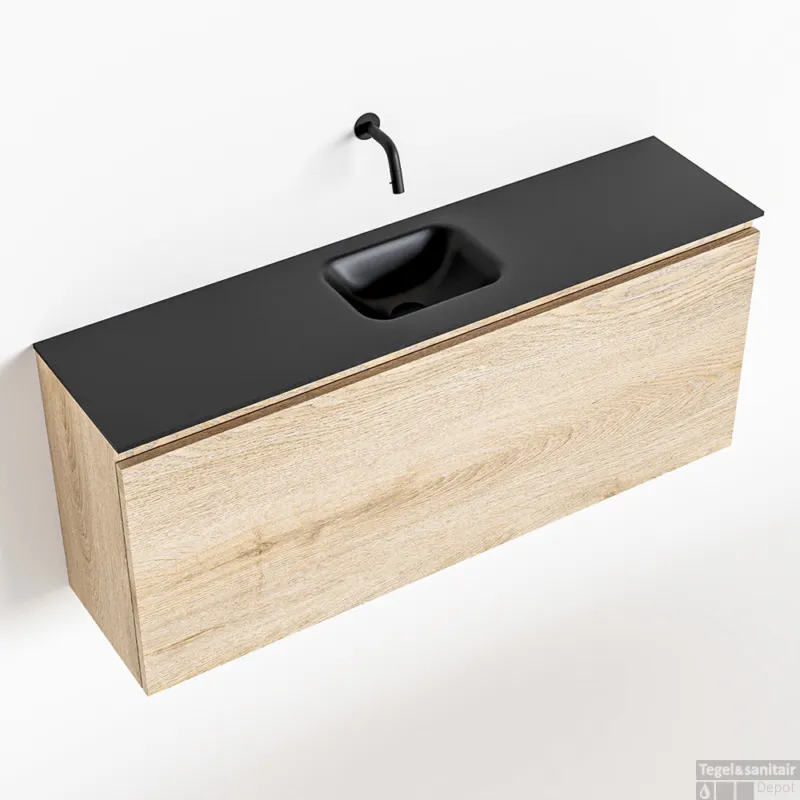 Fabrieksprijs MONDIAZ OLAN 120cm toiletmeubel washed_oak. LEX wastafel urban midden geen kraangat
