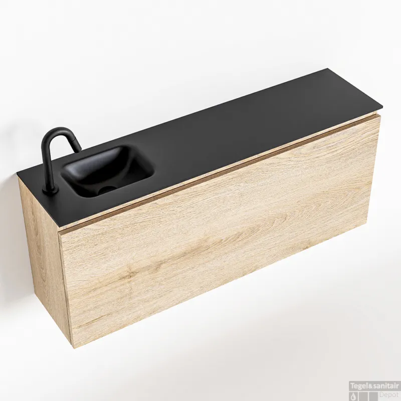 Hete Deal MONDIAZ OLAN 120cm toiletmeubel washed_oak. LEX wastafel urban links 1 kraangat