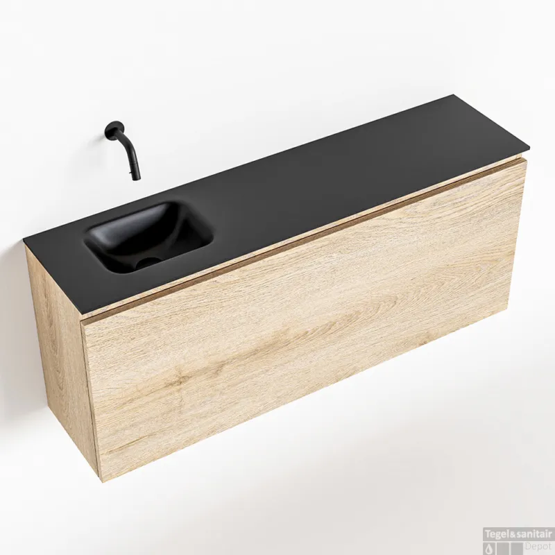 Premium MONDIAZ OLAN 120cm toiletmeubel washed_oak. LEX wastafel urban links geen kraangat