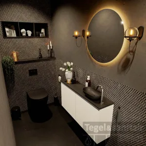 Rechtstreeks Van De Fabrikant MONDIAZ FOWY toiletmeubel 100cm kleur talc. Waskom positie rechts kleur urban urban. Met 1 kraangat