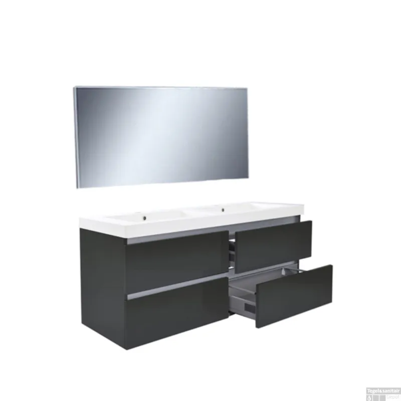 Badkamermeubelset Wiesbaden Vision 120cm Hoogglans Grijs (4 laden) Flitsaanbieding