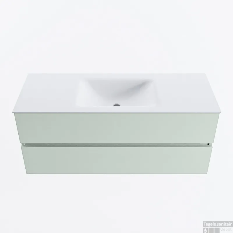 Seizoensaanbieding MONDIAZ VICA 120cm badmeubel onderkast Greey 2 lades. Wastafel CLOUD midden 1 kraangat, kleur Talc.