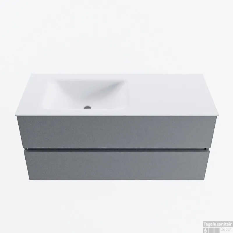 Exclusieve Aanbieding MONDIAZ VICA 110cm badmeubel onderkast Plata 2 lades. Wastafel CLOUD links 1 kraangat, kleur Talc.