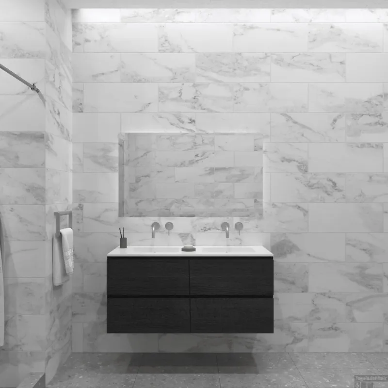 Badkamermeubelset Gliss Zeus 120 cm Zwart Eiken Speciale Aanbieding