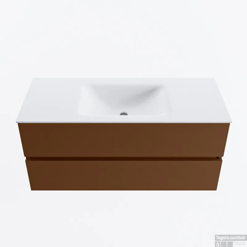 Nieuw MONDIAZ VICA 110cm badmeubel onderkast Rust 2 lades. Wastafel CLOUD midden zonder kraangat, kleur Talc.