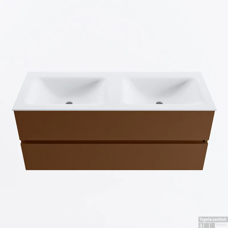Gratis Retour MONDIAZ VICA 120cm badmeubel onderkast Rust 2 lades. Wastafel CLOUD dubbel 2 kraangaten, kleur Talc.