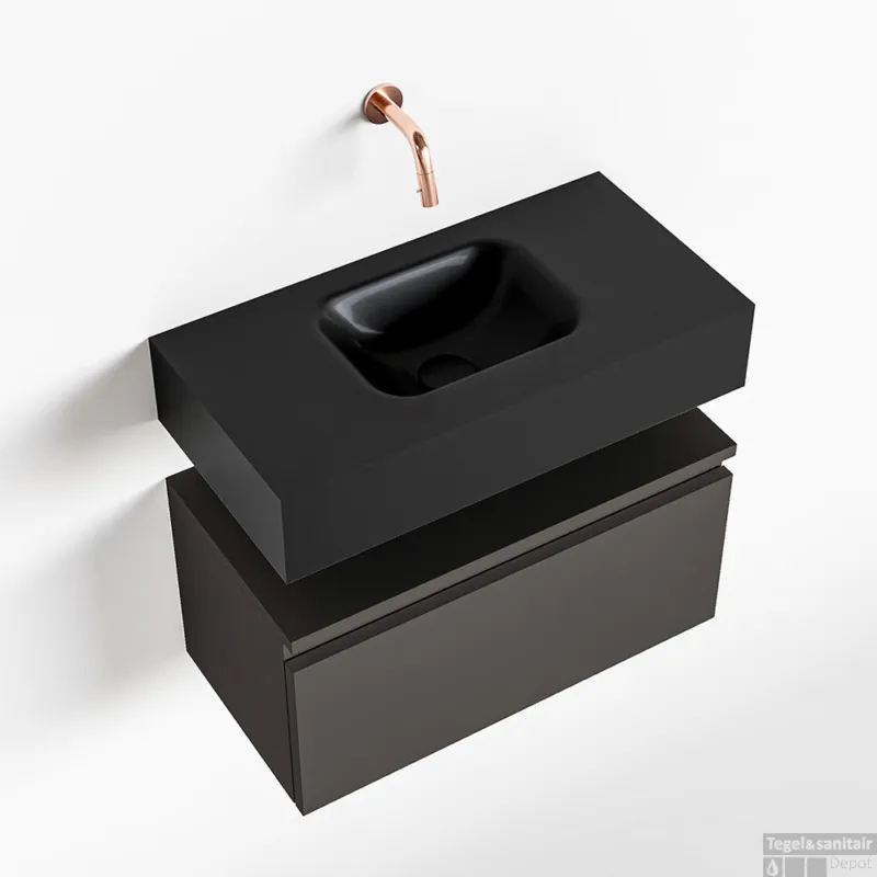 Direct Verzonden MONDIAZ ANDOR 60cm toiletmeubel dark grey. LEX 60cm wastafel urban midden geen kraangat