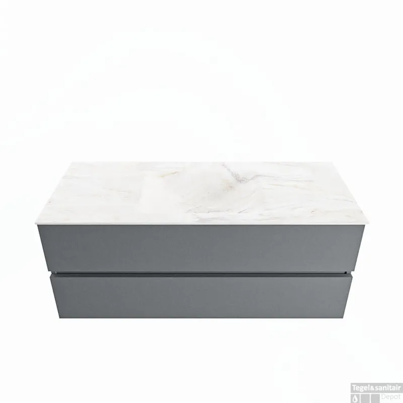 Alleen Vandaag MONDIAZ VICA-DLUX 120cm badmeubel onderkast Plata 2 lades. Inbouw wastafel CLOUD midden 1 kraangat, kleur Ostra.