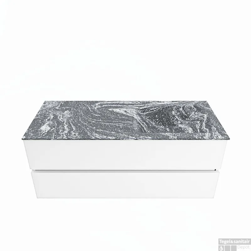 MONDIAZ VICA-DLUX 120cm badmeubel onderkast Talc 2 lades. Inbouw wastafel CLOUD rechts zonder kraangat, kleur Lava. Populair