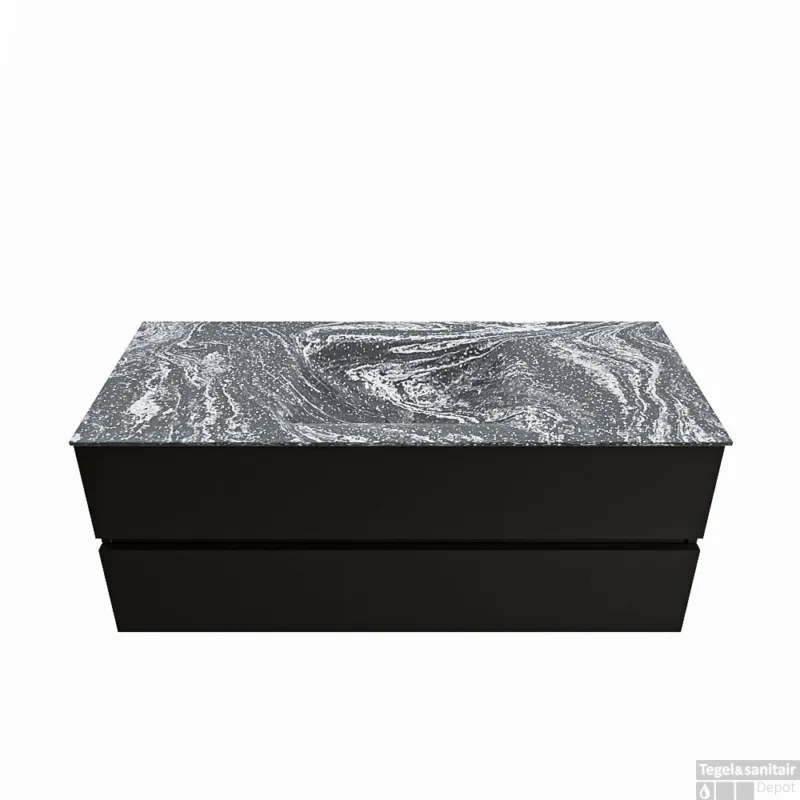 MONDIAZ VICA-DLUX 120cm badmeubel onderkast Urban 2 lades. Inbouw wastafel CLOUD midden 1 kraangat, kleur Lava. Finale Uitverkoop