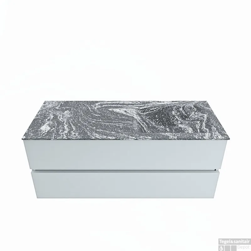 Voordeelprijs MONDIAZ VICA-DLUX 120cm badmeubel onderkast Clay 2 lades. Inbouw wastafel CLOUD rechts 1 kraangat, kleur Lava.