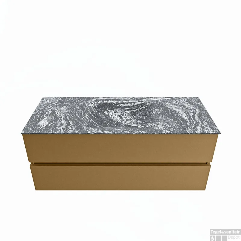 Actieprijs MONDIAZ VICA-DLUX 120cm badmeubel onderkast Oro 2 lades. Inbouw wastafel CLOUD midden 1 kraangat, kleur Lava.