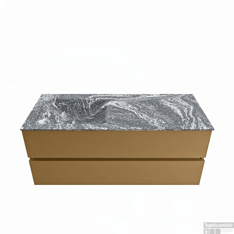 Direct Verzonden MONDIAZ VICA-DLUX 120cm badmeubel onderkast Oro 2 lades. Inbouw wastafel CLOUD links 1 kraangat, kleur Lava.