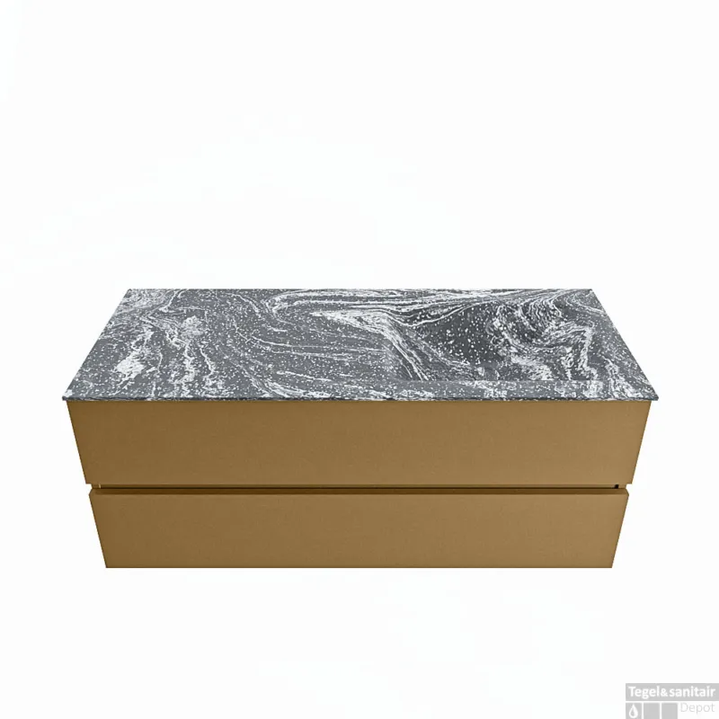 Shop Nu MONDIAZ VICA-DLUX 120cm badmeubel onderkast Oro 2 lades. Inbouw wastafel CLOUD rechts 1 kraangat, kleur Lava.