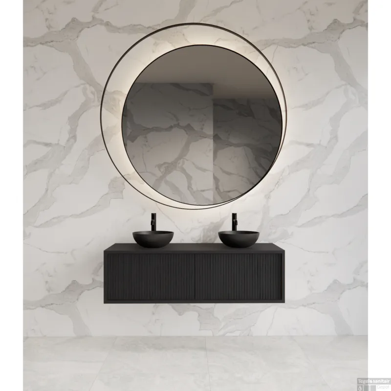 Merkproduct Onderkast Gliss Design Heronimus 120x45x35 cm 2 Laden Met Topplaat Black Veneer