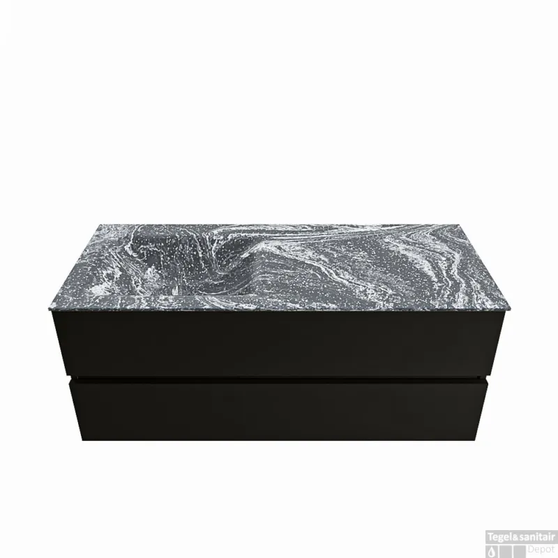 Populair MONDIAZ VICA-DLUX 120cm badmeubel onderkast Urban 2 lades. Inbouw wastafel CLOUD links 1 kraangat, kleur Lava.