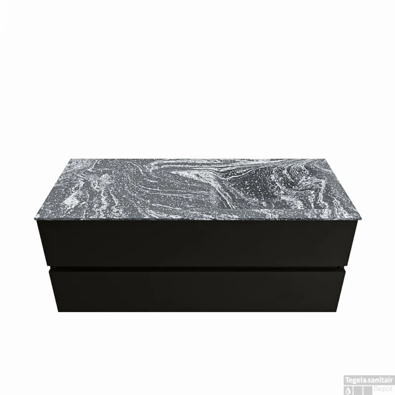 Aanbieding MONDIAZ VICA-DLUX 120cm badmeubel onderkast Urban 2 lades. Inbouw wastafel CLOUD rechts 1 kraangat, kleur Lava.