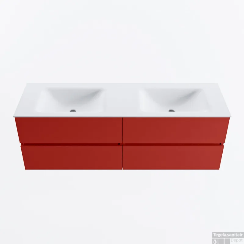 Nieuw MONDIAZ VICA 150cm badmeubel onderkast Fire 4 lades. Wastafel CLOUD dubbel 2 kraangaten, kleur Talc.