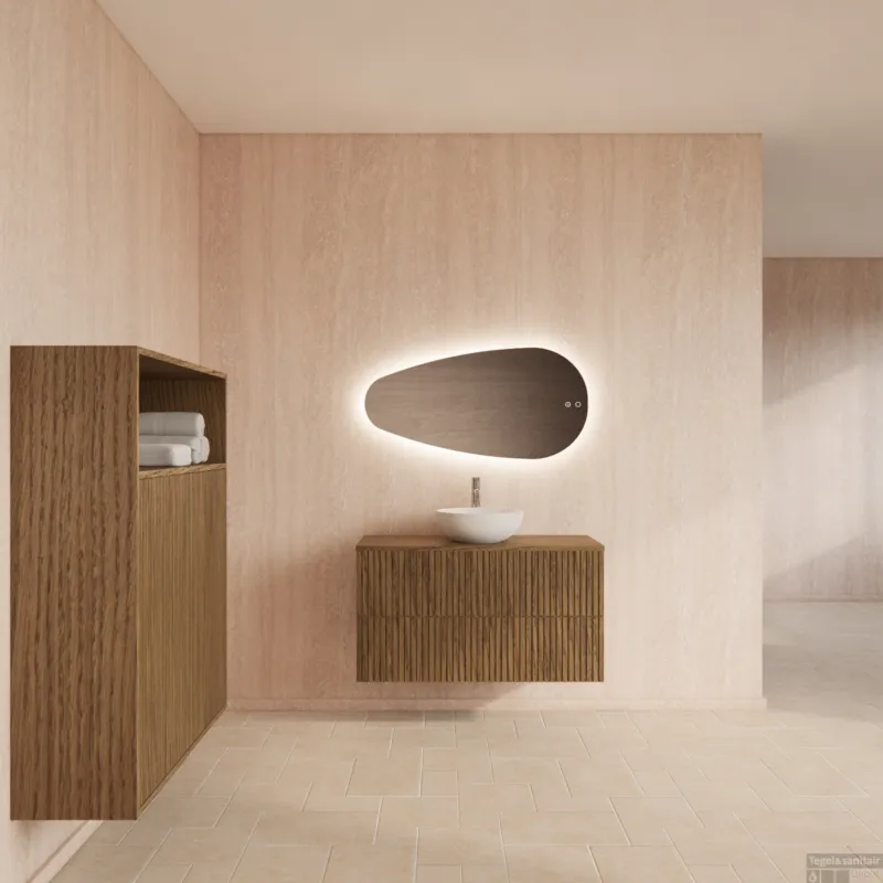 Badmeubelset Gliss Design Hybris Castle Brown 100 cm Met Waskom Aanbieding