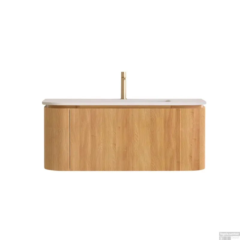 Badmeubelset Sanilux Eleganza 100 cm Solid Surface 1 Kraangat Acacia Snelle Levering