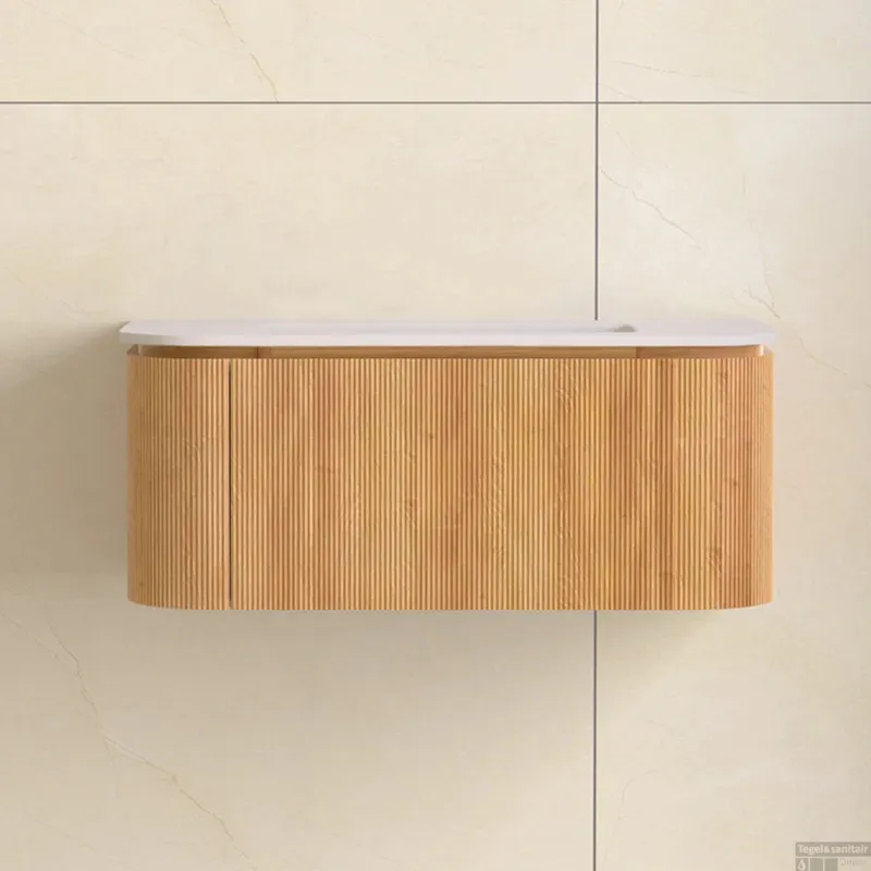 Badmeubelset Sanilux Eleganza 100 cm Solid Surface Zonder Kraangat Acacia Koopje