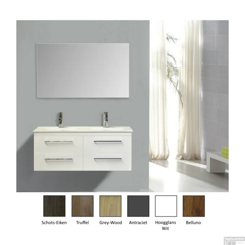 Premium Badkamermeubelset Sanicare Q14 4 Laden Grey-Wood (spiegel optioneel)