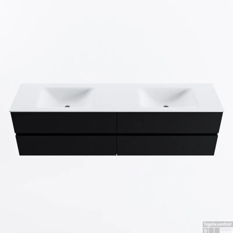 Nieuw MONDIAZ VICA 180cm badmeubel onderkast Urban 4 lades. Wastafel CLOUD dubbel zonder kraangat, kleur Talc.