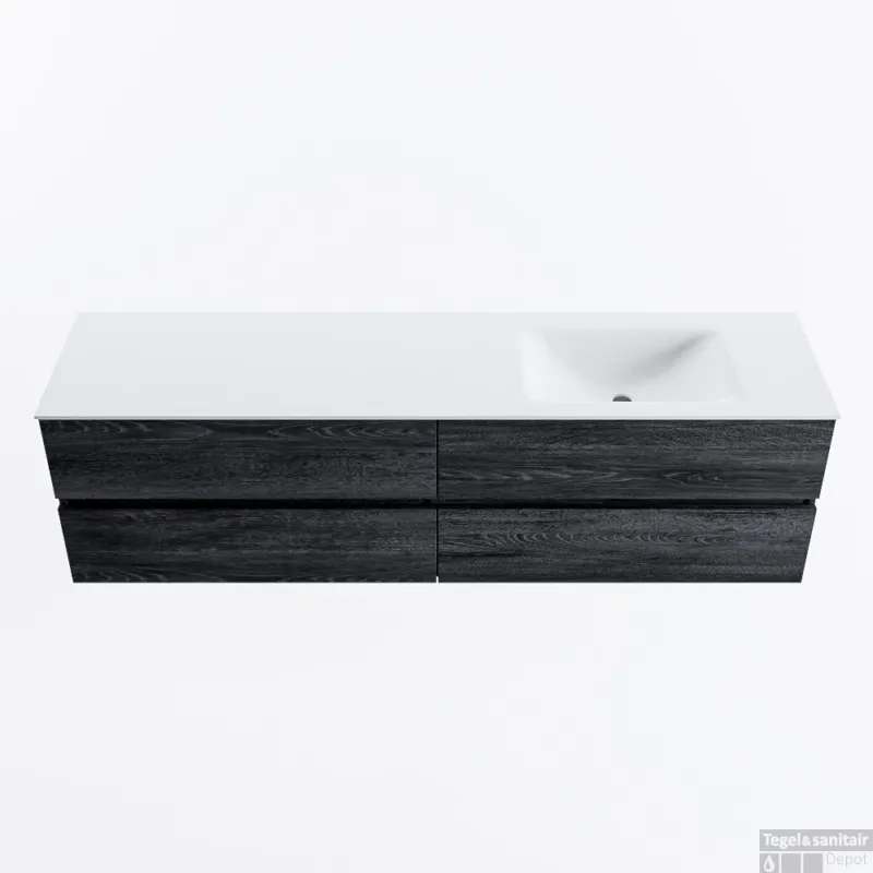 Exclusieve Aanbieding MONDIAZ VICA 180cm badmeubel onderkast Antracite 4 lades. Wastafel CLOUD rechts 1 kraangat, kleur Talc.