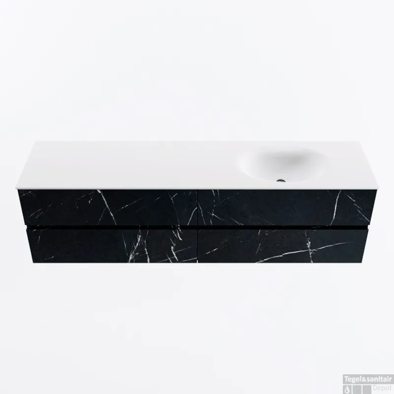 Bestel Nu MONDIAZ VICA 180cm badmeubel onderkast Marquina 4 lades. Wastafel MOON rechts zonder kraangat, kleur Talc.
