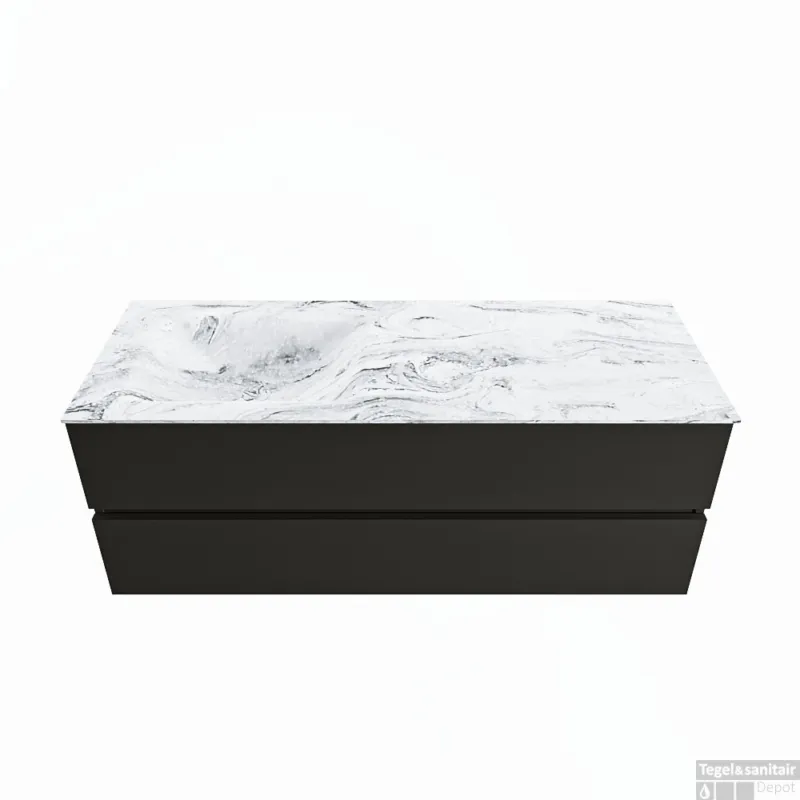 MONDIAZ VICA-DLUX 130cm badmeubel onderkast Urban 2 lades. Inbouw wastafel CLOUD links 1 kraangat, kleur Glace. Shop Nu