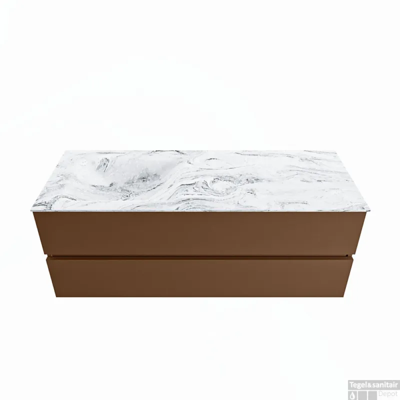 Populair MONDIAZ VICA-DLUX 130cm badmeubel onderkast Rust 2 lades. Inbouw wastafel CLOUD links 1 kraangat, kleur Glace.