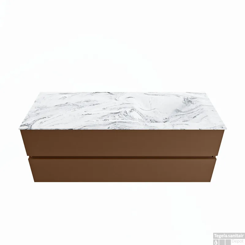 MONDIAZ VICA-DLUX 130cm badmeubel onderkast Rust 2 lades. Inbouw wastafel CLOUD rechts 1 kraangat, kleur Glace. Shop Nu