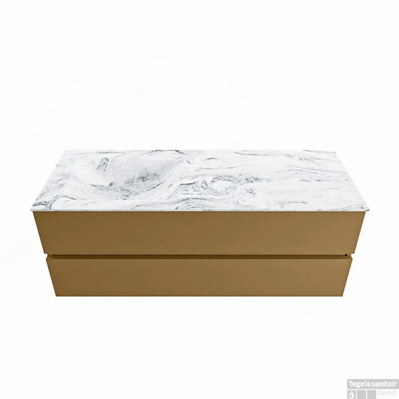 Beperkte Voorraad MONDIAZ VICA-DLUX 130cm badmeubel onderkast Oro 2 lades. Inbouw wastafel CLOUD links zonder kraangat, kleur Glace.
