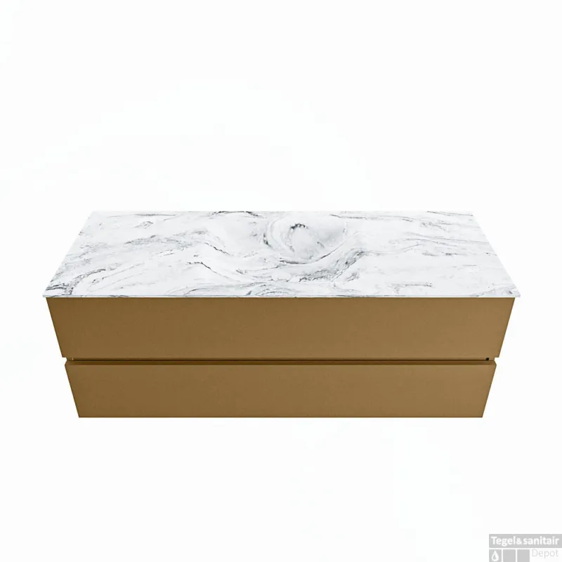 Nieuw MONDIAZ VICA-DLUX 130cm badmeubel onderkast Oro 2 lades. Inbouw wastafel CLOUD midden 1 kraangat, kleur Glace.