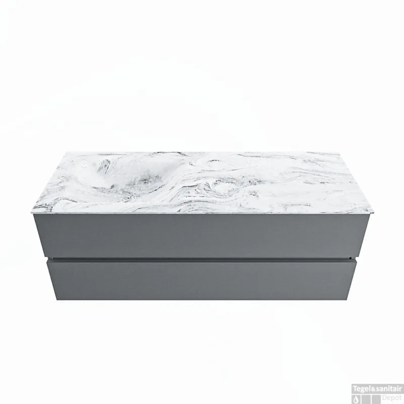 MONDIAZ VICA-DLUX 130cm badmeubel onderkast Plata 2 lades. Inbouw wastafel CLOUD links 1 kraangat, kleur Glace. Dagaanbieding