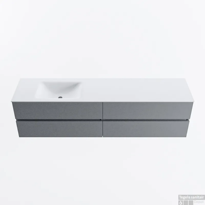Beste Prijs MONDIAZ VICA 190cm badmeubel onderkast Plata 4 lades. Wastafel CLOUD links 1 kraangat, kleur Talc.