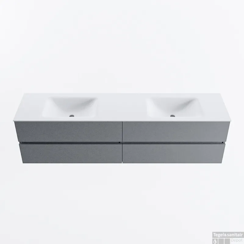 Beperkt Aanbod MONDIAZ VICA 190cm badmeubel onderkast Plata 4 lades. Wastafel CLOUD dubbel 2 kraangaten, kleur Talc.