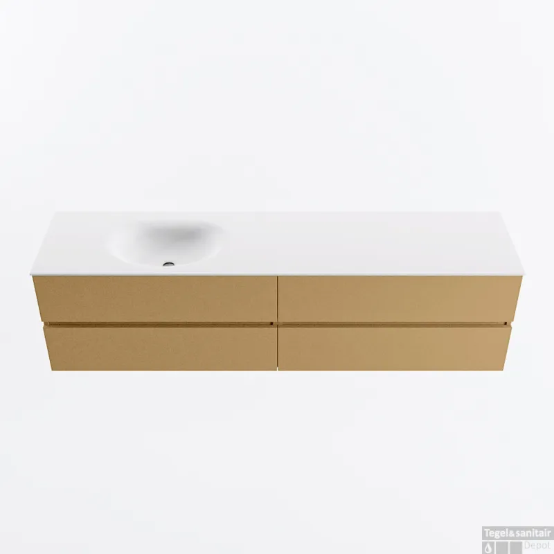 Exclusieve Aanbieding MONDIAZ VICA 190cm badmeubel onderkast Oro 4 lades. Wastafel MOON links zonder kraangat, kleur Talc.