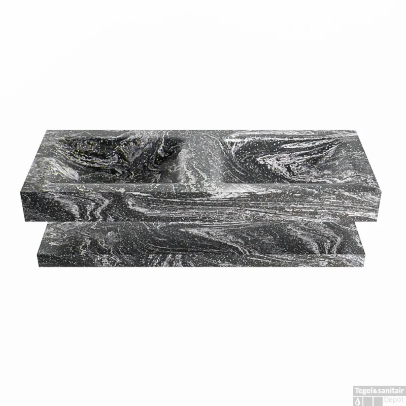 Aanbieding MONDIAZ ALAN-DLUX 120cm planchet Lava. Vrijhangende wastafel CLOUD dubbel zonder kraangat, kleur Lava.