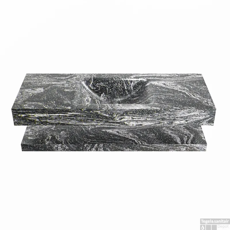 Nu Kopen MONDIAZ ALAN-DLUX 120cm planchet Lava. Vrijhangende wastafel CLOUD midden 1 kraangat, kleur Lava.