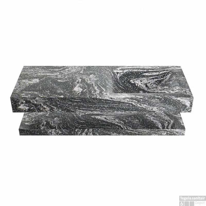 Tijdelijk Beschikbaar MONDIAZ ALAN-DLUX 120cm planchet Lava. Vrijhangende wastafel CLOUD rechts 1 kraangat, kleur Lava.