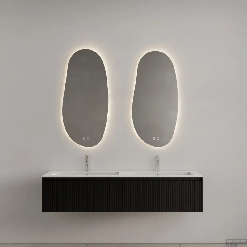 Beperkte Voorraad Badkamermeubel Gliss Design Timotheus 180 cm Black Veneer (Keuze Wastafel)
