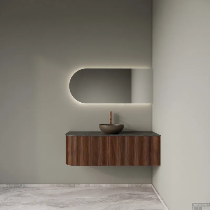 Actieprijs Badkamermeubelset Gliss Design Alluro 120 cm Rechts Walnut